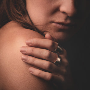 Eclipse Ring in Silver by What If You Stayed Jewelry on woman 