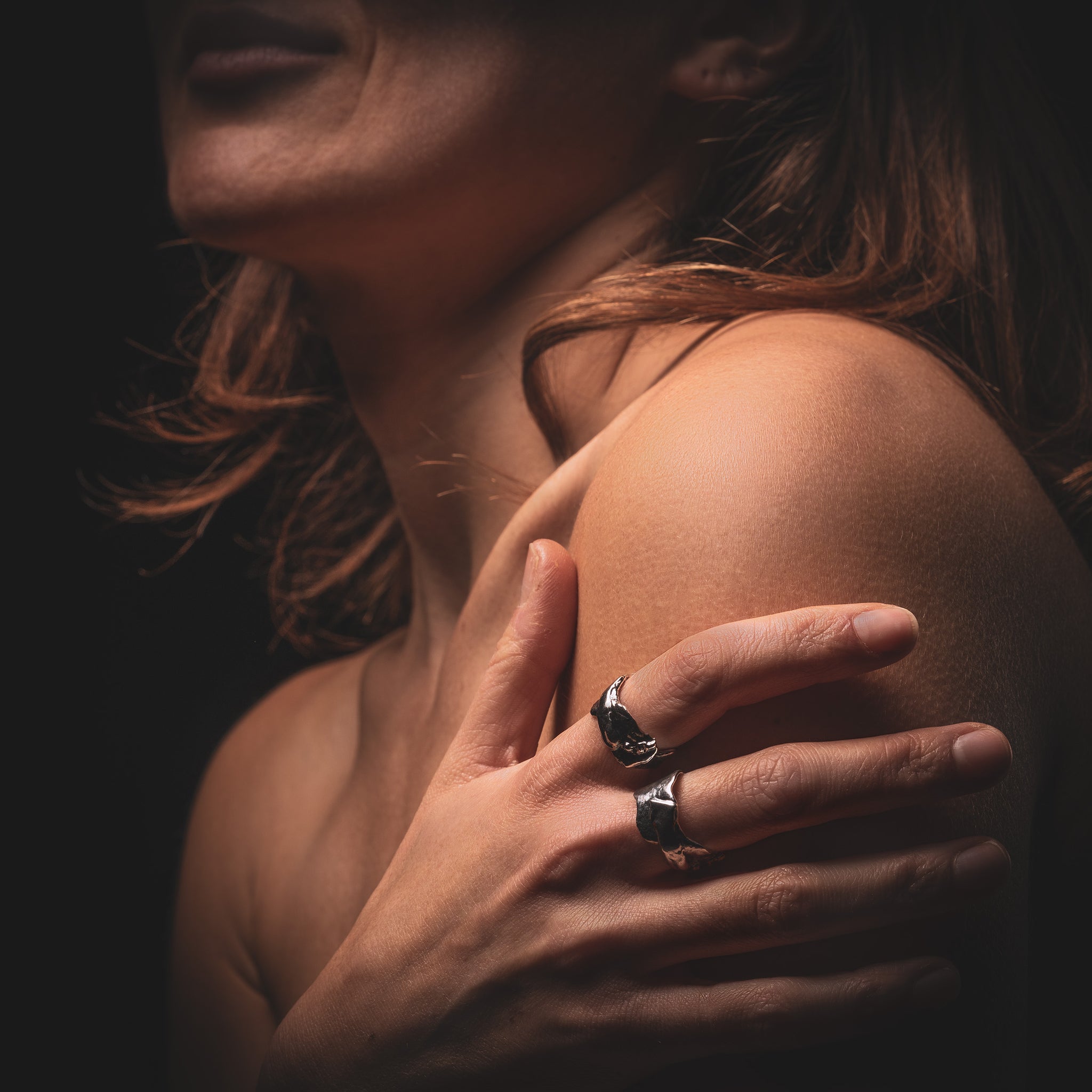 Avalon Ring in Silver by What If You Stayed Jewlery on woman’s hand 